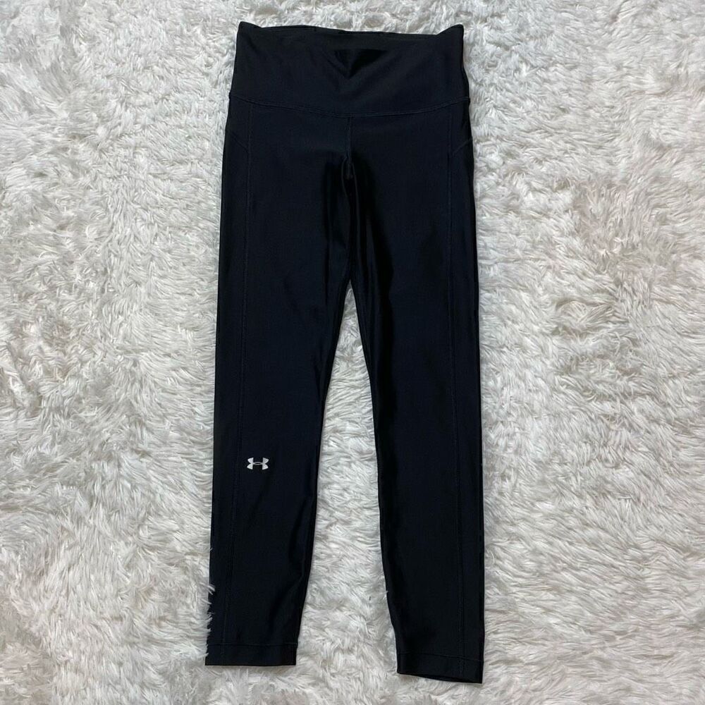 Under Armour Leggings Women's Small Black Compression HeatGear Crop Pocket